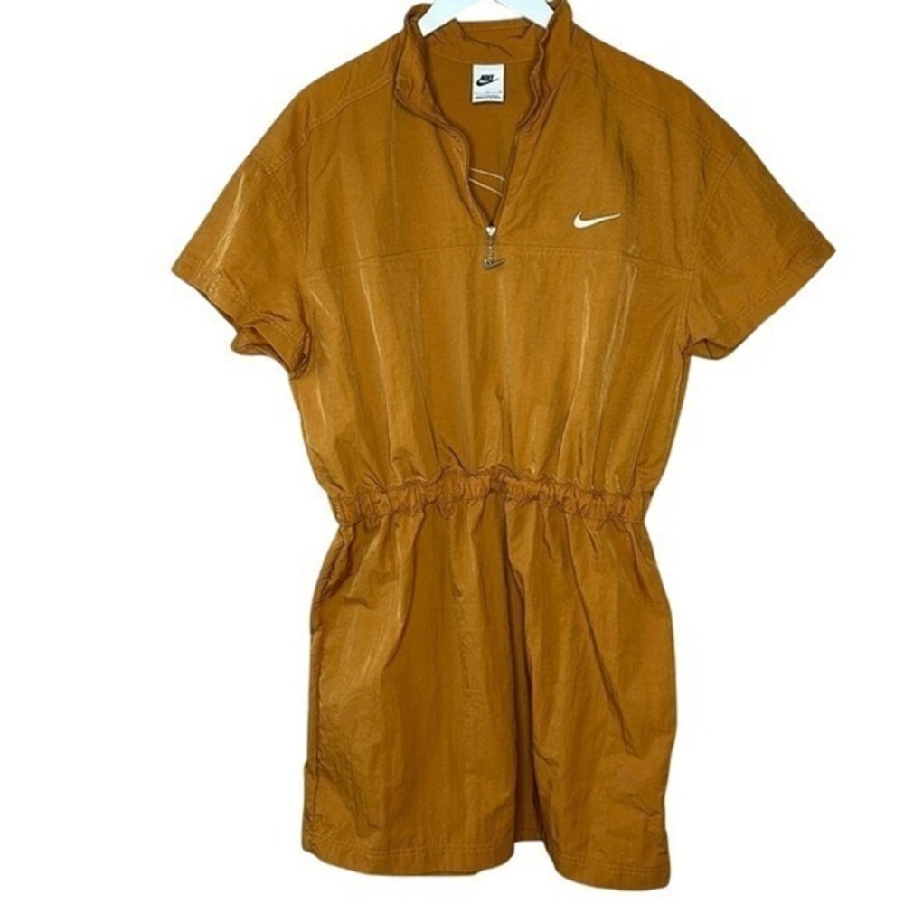 NIKE Women's Desert Ochre Sportswear Swoosh Woven Dress Size Large - Picture 2 of 16